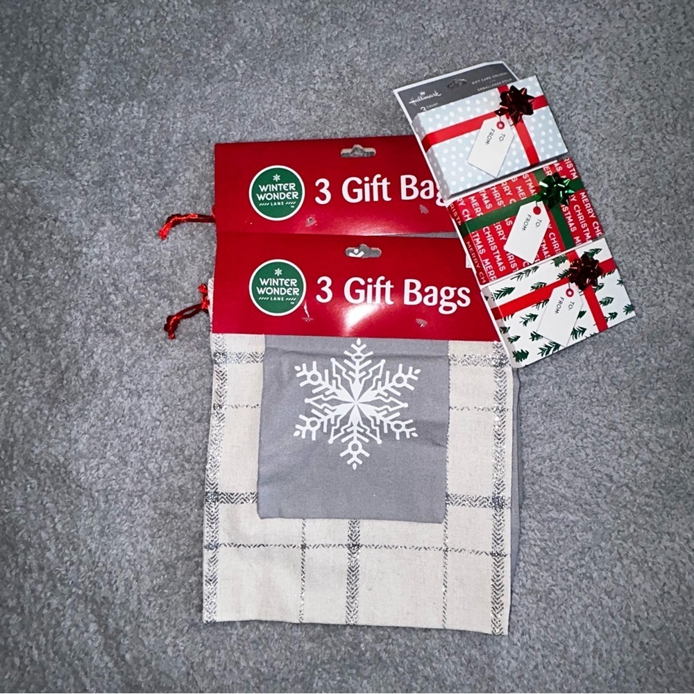 Winter Wonder Gray and White Gift Bags Set